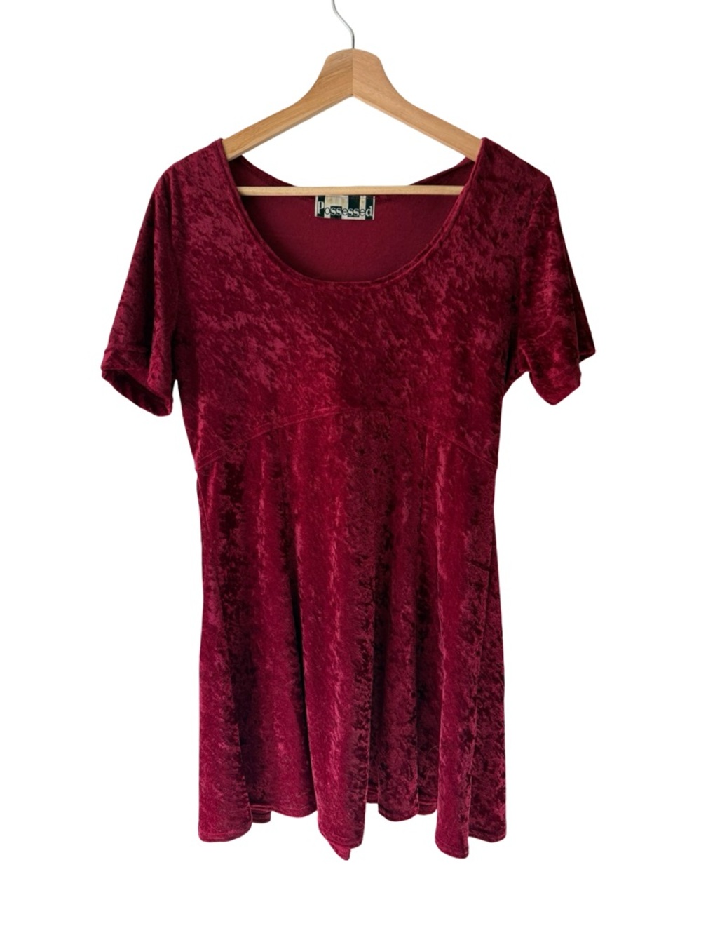 Crushed Velvet Scoop Neck Babydoll